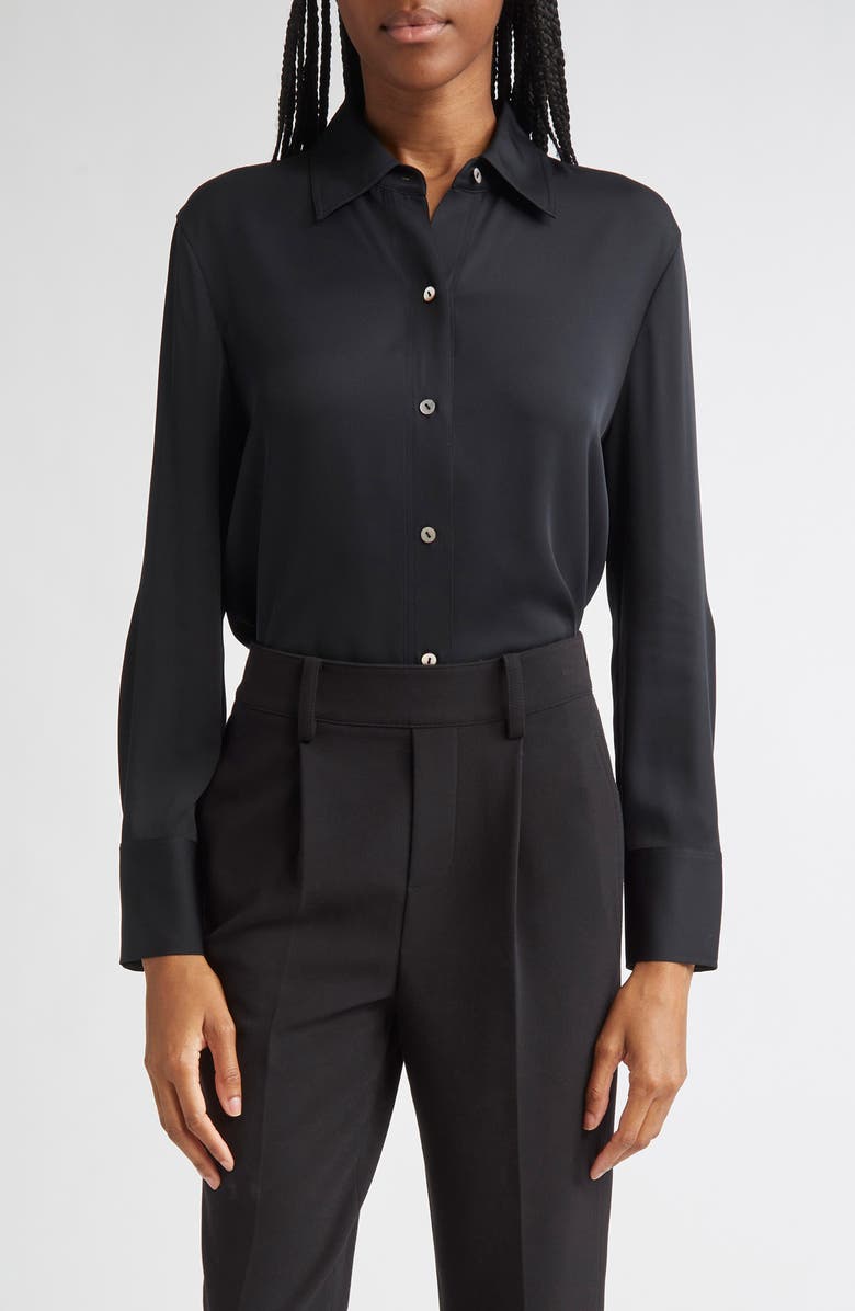 Stretch Silk Button-Up Shirt
