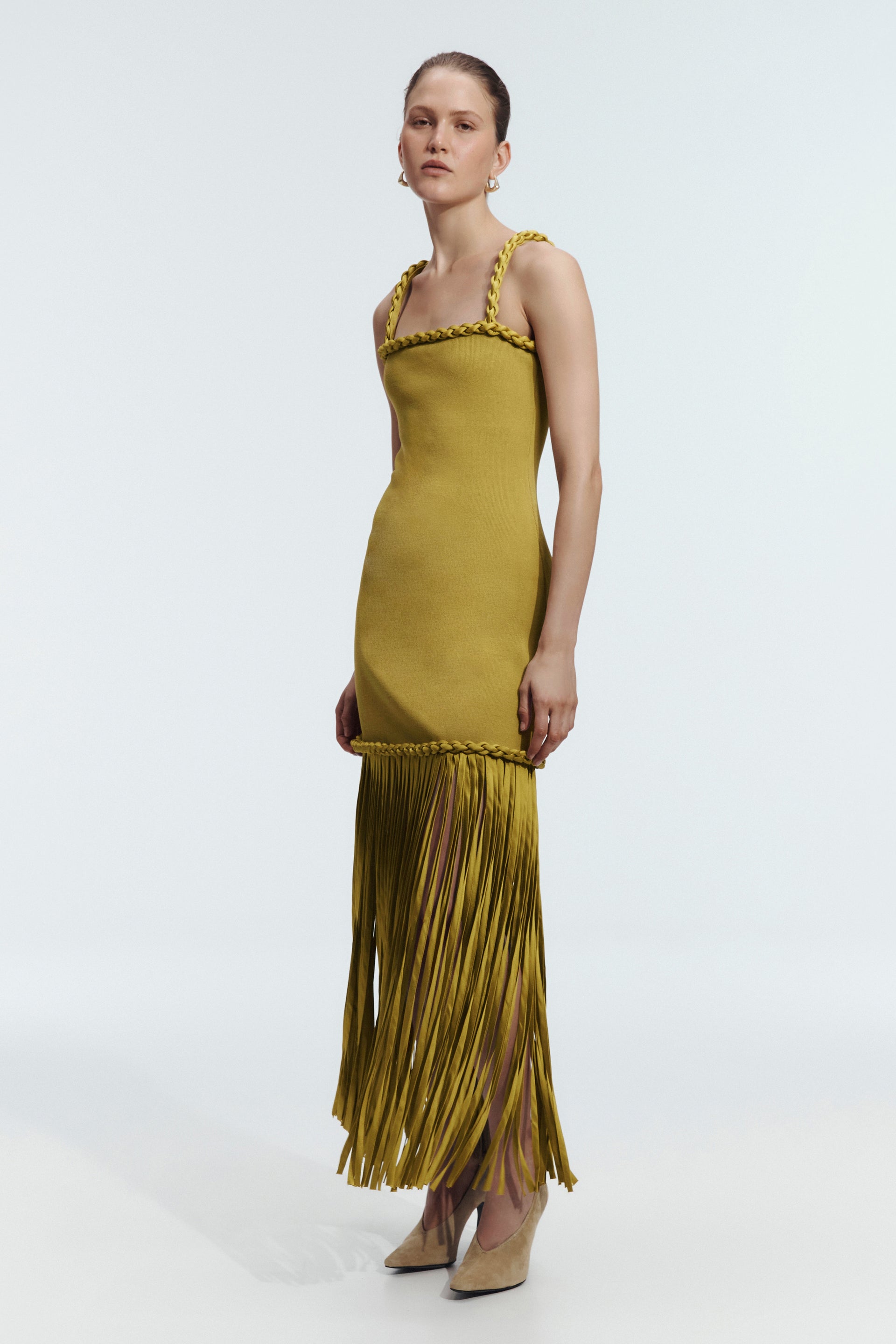 Ribiona Knit Midi Dress-Olive / Xxs