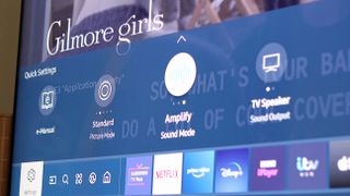 The Samsung Q60T QLED's showing a close up of its quick settings.