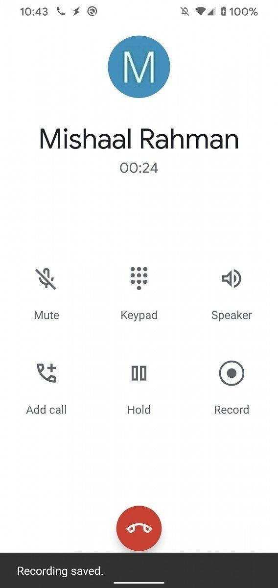 Google Phone call recording UI
