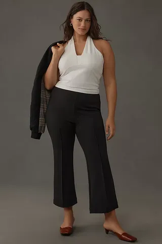 The Margot Kick-Flare Cropped Pants by Maeve: Textured Edition