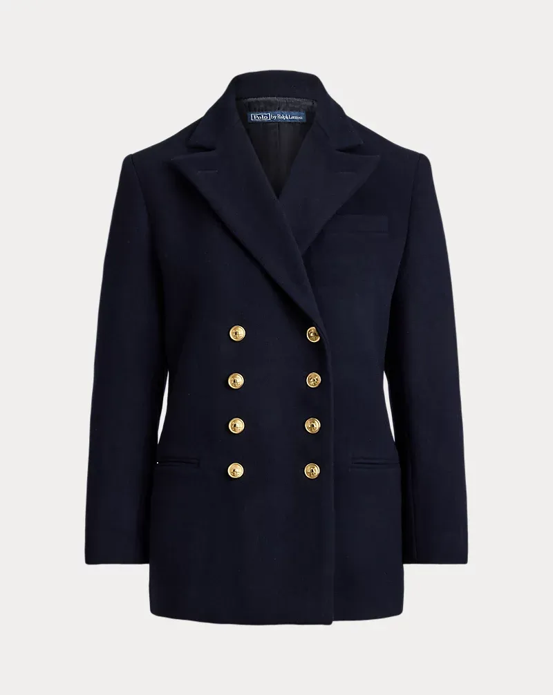 Double Breasted Wool Melton Blazer