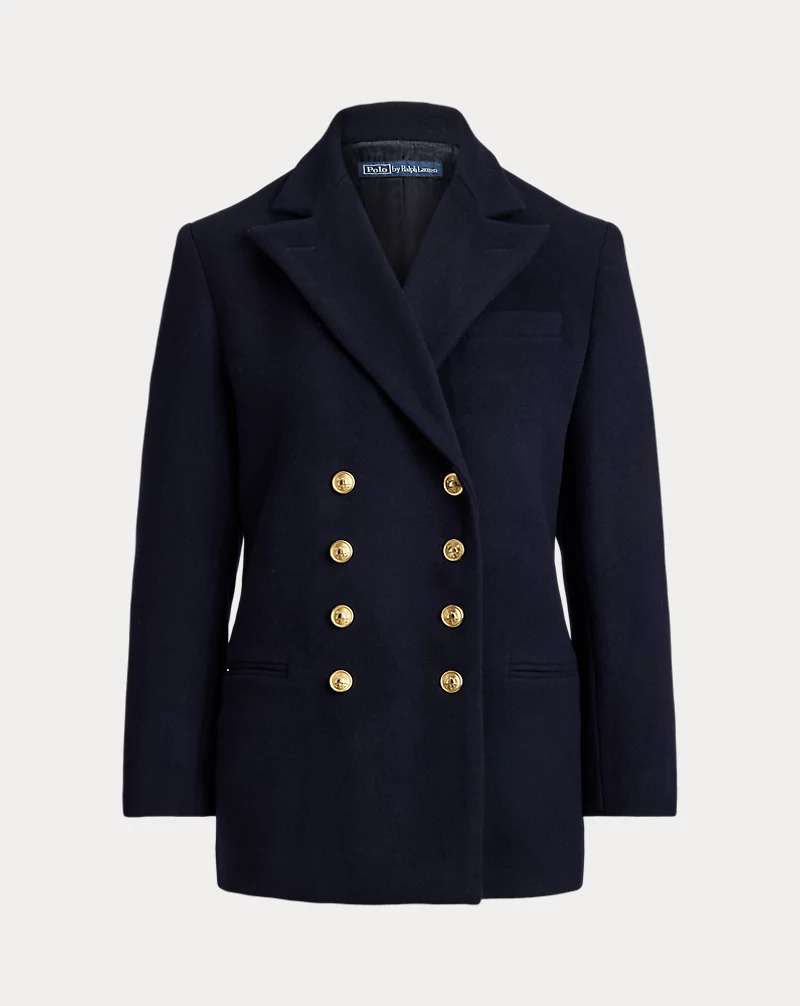 Double Breasted Wool Melton Blazer