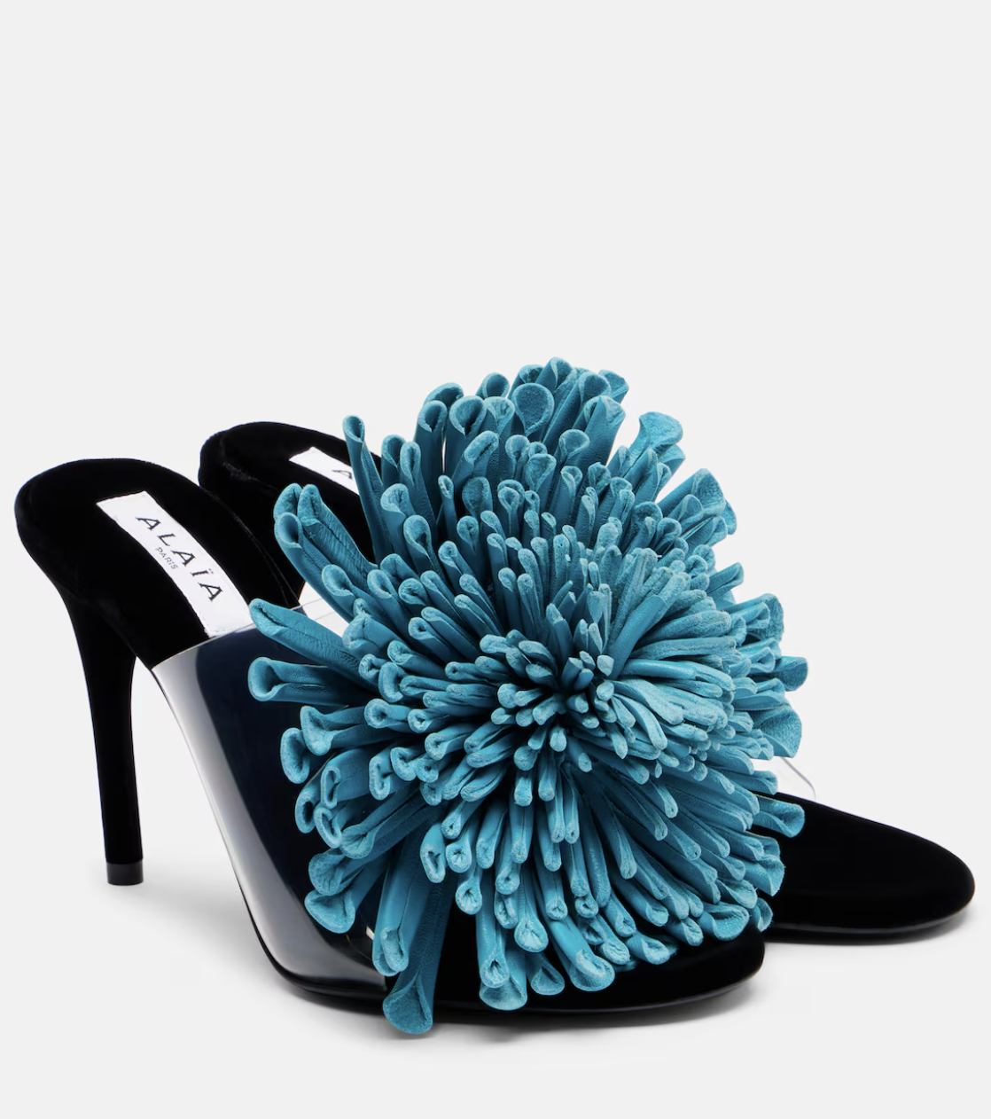 ALA&amp;Iuml;A, 90 floral-appliqu&amp;eacute; leather and PU mules