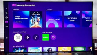 Samsung QN85C showing Gaming Hub screen