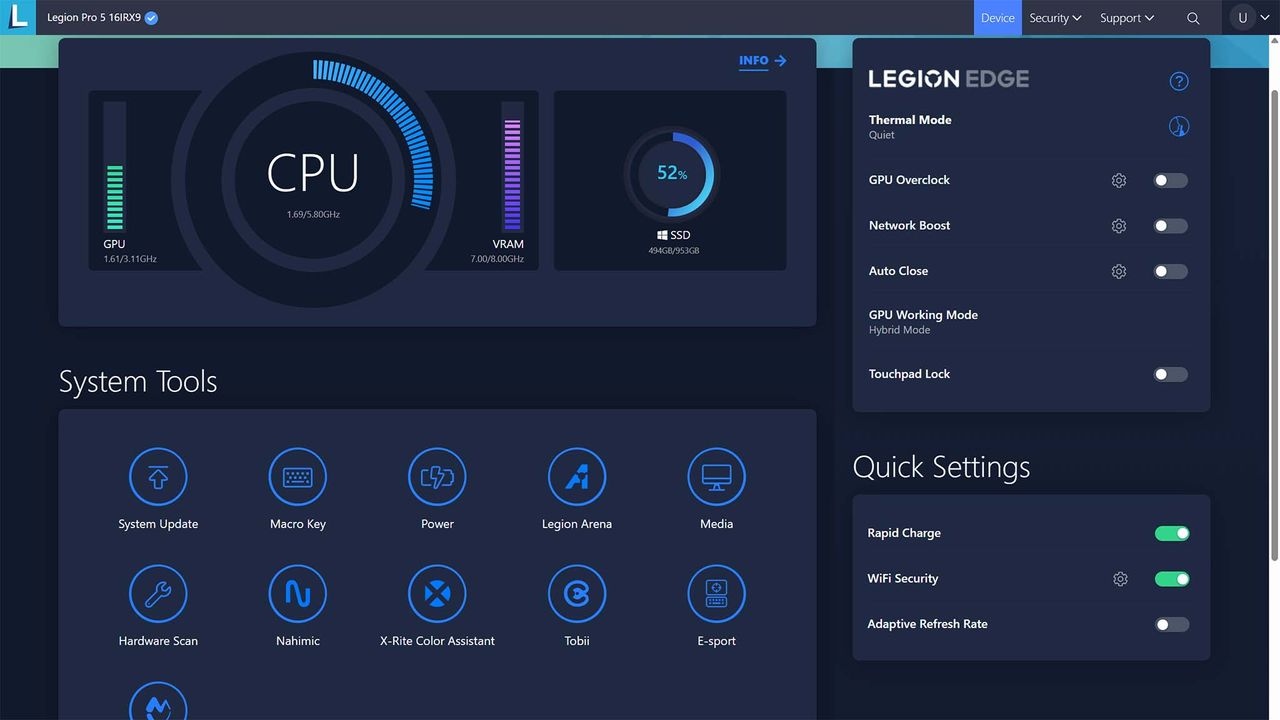 Lenovo Vantage system performance.