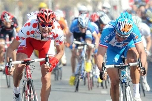 Amael Moinard sprints past Thomas Voeckler to win the last stage of Paris-Nice