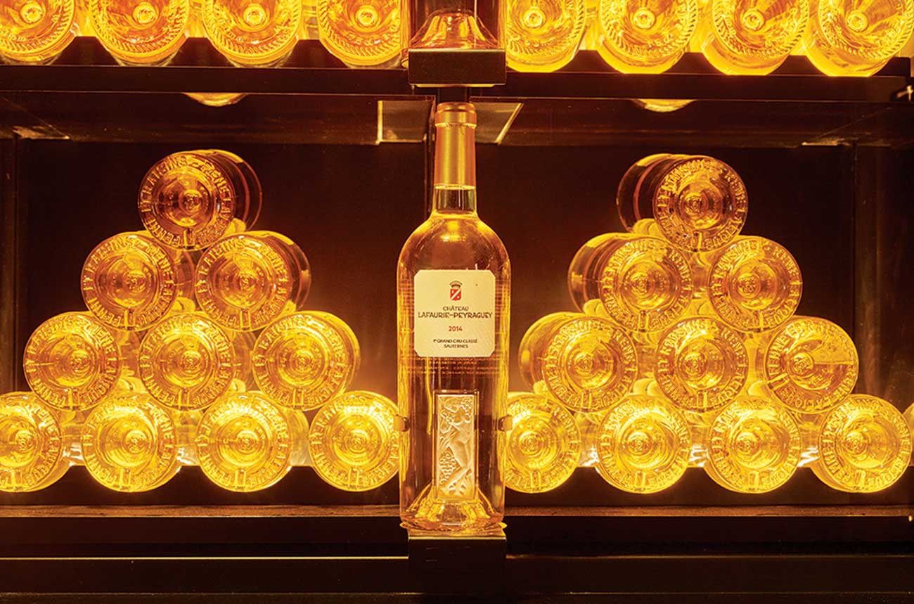 Bottles in Boutique Lalique Lafaurie-Peyraguey