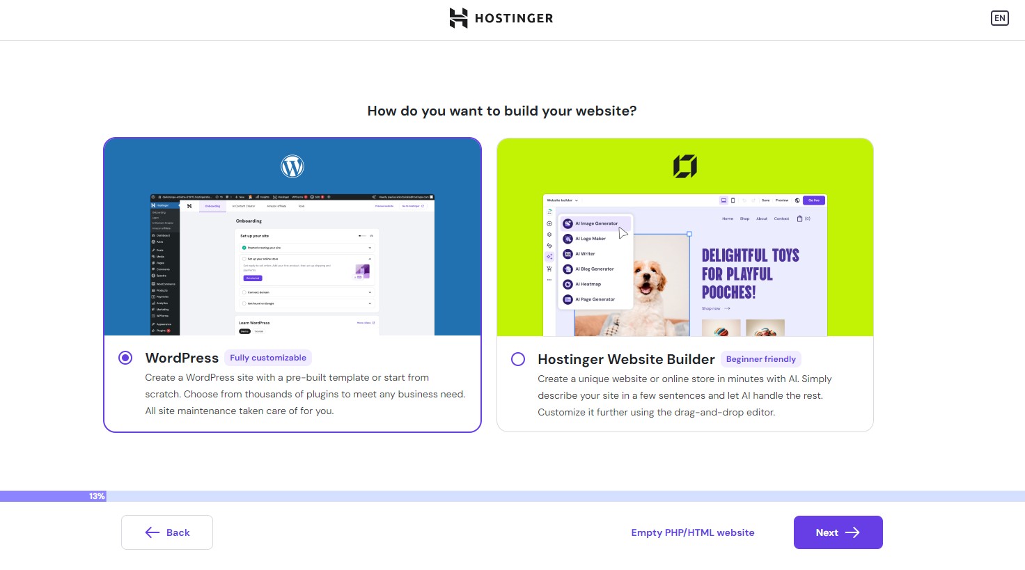 Hostinger set up questions
