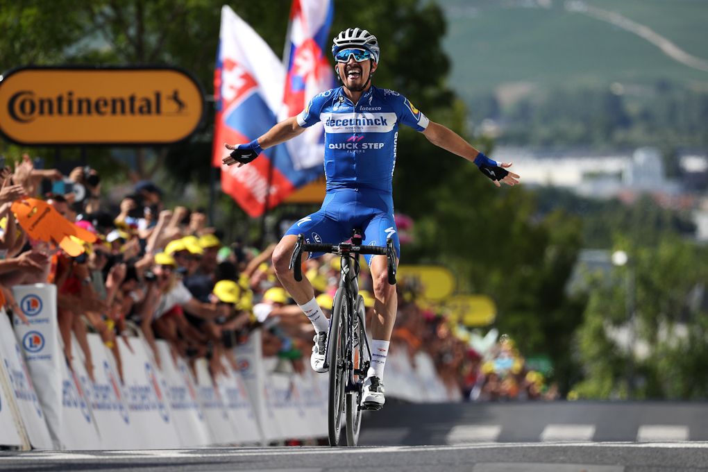 Julian Alaphilippe (Deceuninck-Quick Step) solos to the stage 3 win at the Tour de France