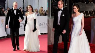 Kate Middleton and Prince William at the BAFTAs in 2019 and 2023