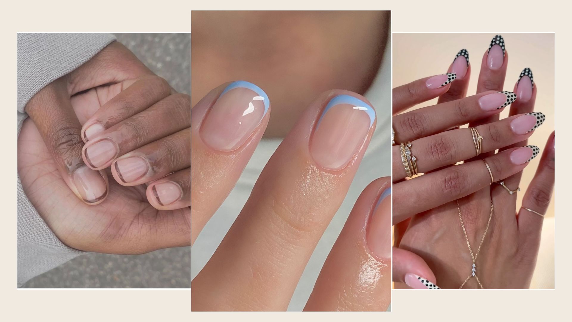 A collage of French manicure designs