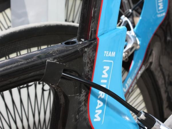 There's also another bit of tape up by the rear section of brake housing where it exits the frame, but what for?