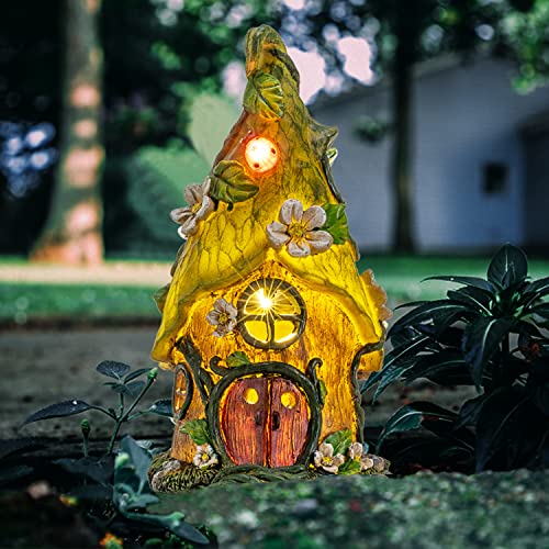 Aiiny Garden Decor Outdoor Solar Statues, 9.4inch Resin Fairy Garden Solar Lights Birthday Gifts for Women Yard Decorations, Gardening Gifts for Patio, Balcony, Porch Decor