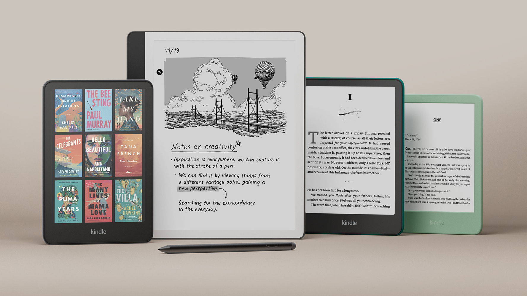 A group of new Amazon Kindle ereaders