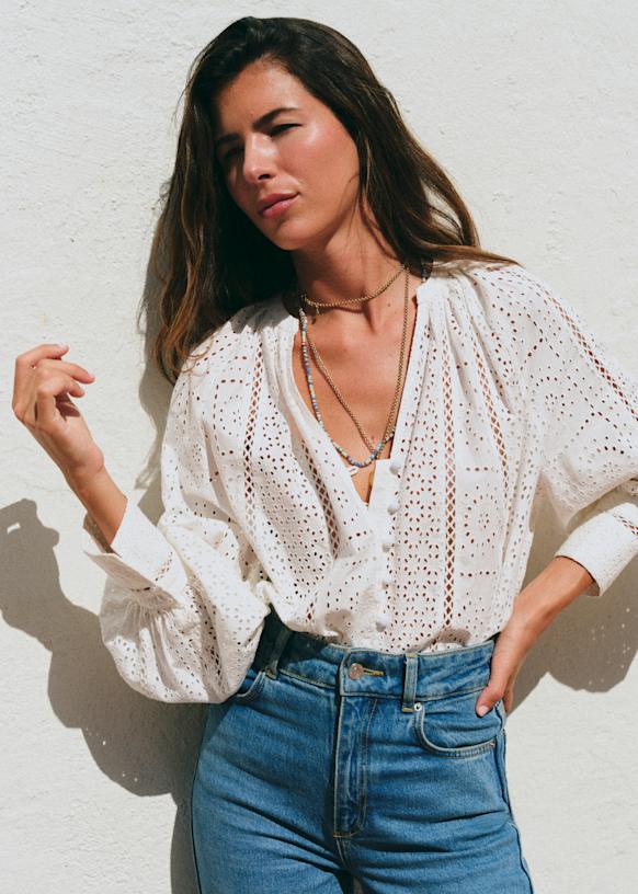 Roma Blouse - Plain Ecru Embroidery - Organic Cotton - S&amp;eacute;zane