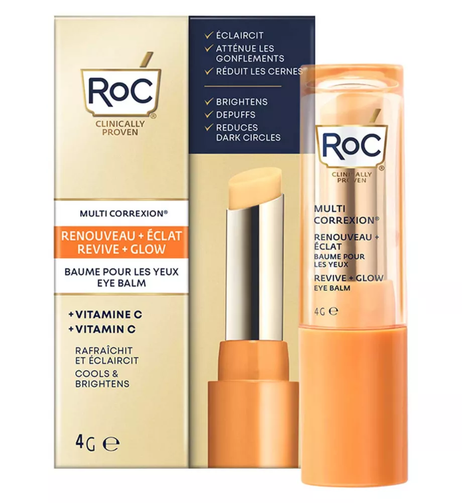 Roc Multi Correxion Revive + Glow Eye Balm, Vitamin C + Peptide, Dark Circles Reduction, 4g