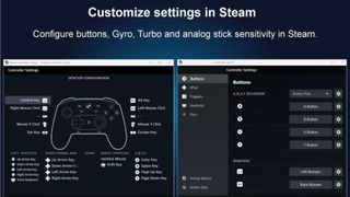 The customization menus of the Horipad for Steam