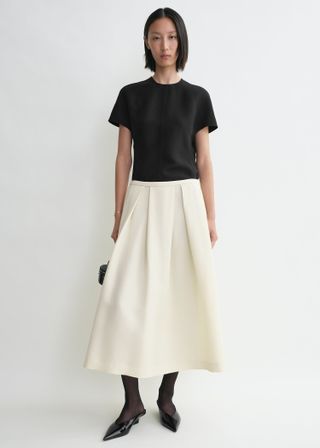 Wool Silk Twinflower Skirt Macadamia