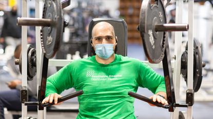 Exercise in gym with mask