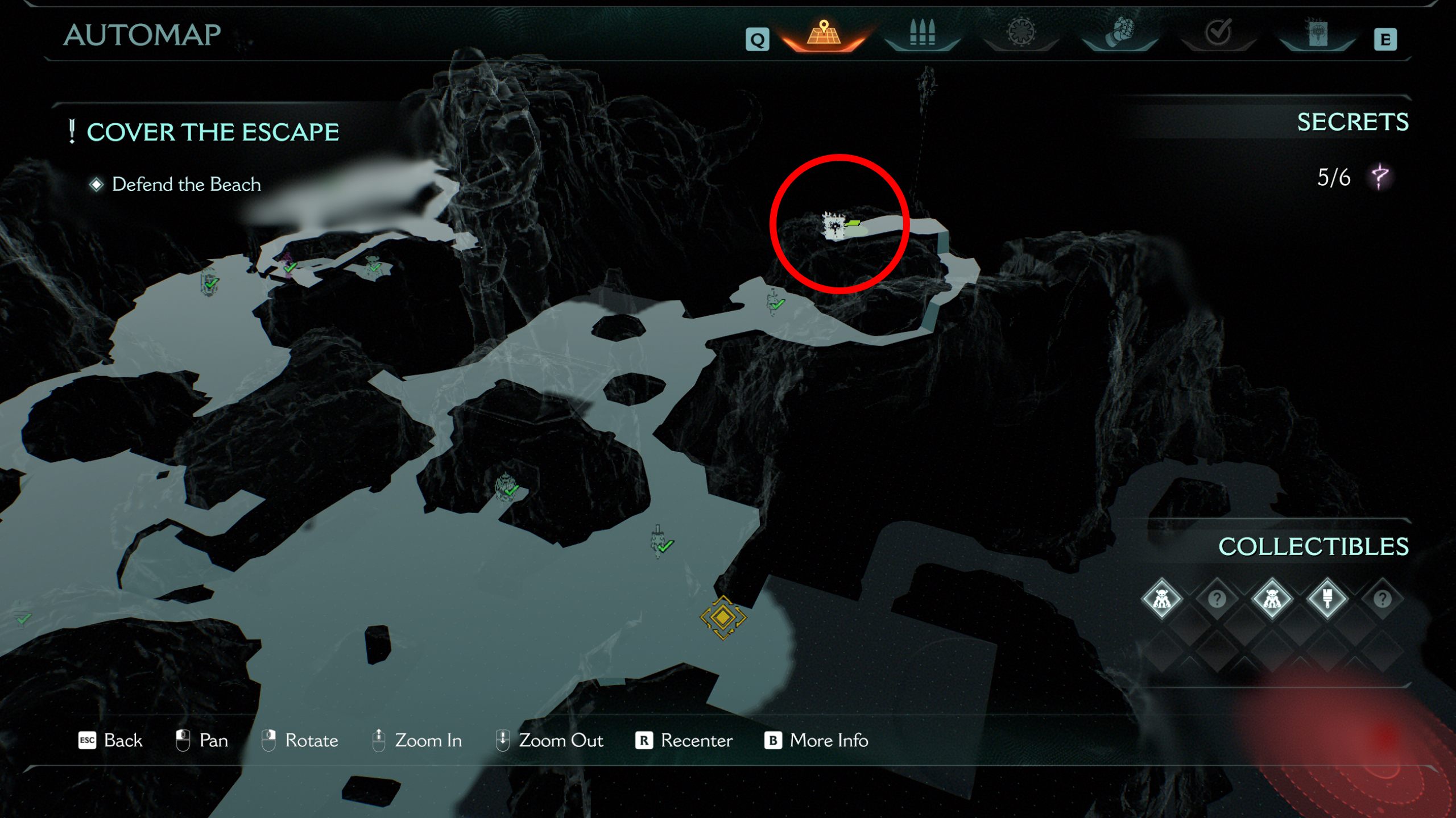 Doom: The Dark Ages Village of Khalim secrets - A map highlighting the location of a codex entry.