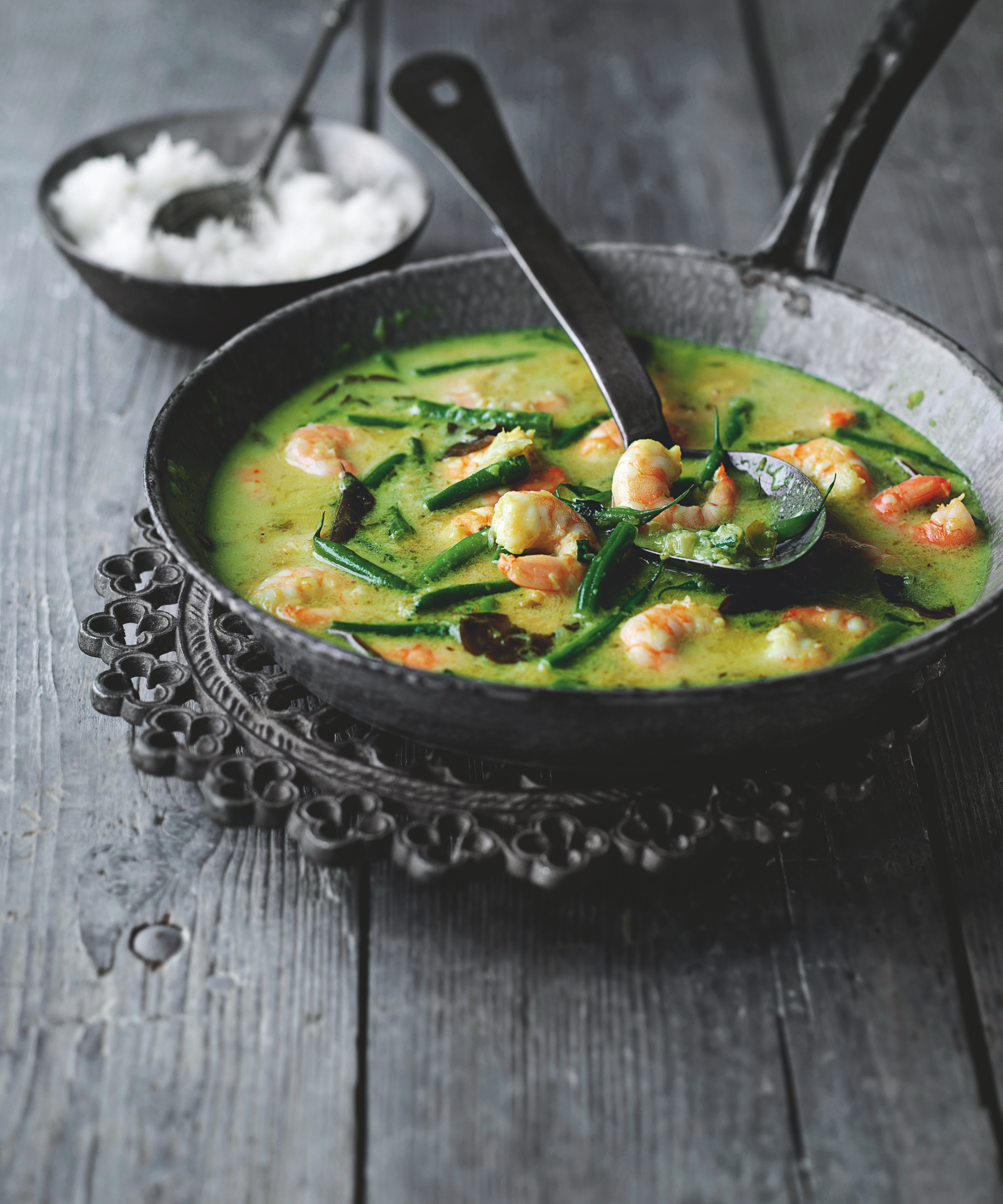 Thai Green Curry in a wok