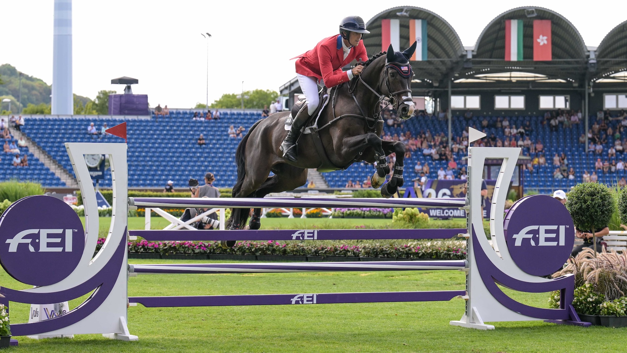 Will Coleman and Diabolo in the showjumping phase for the US team in the eventing world championships
