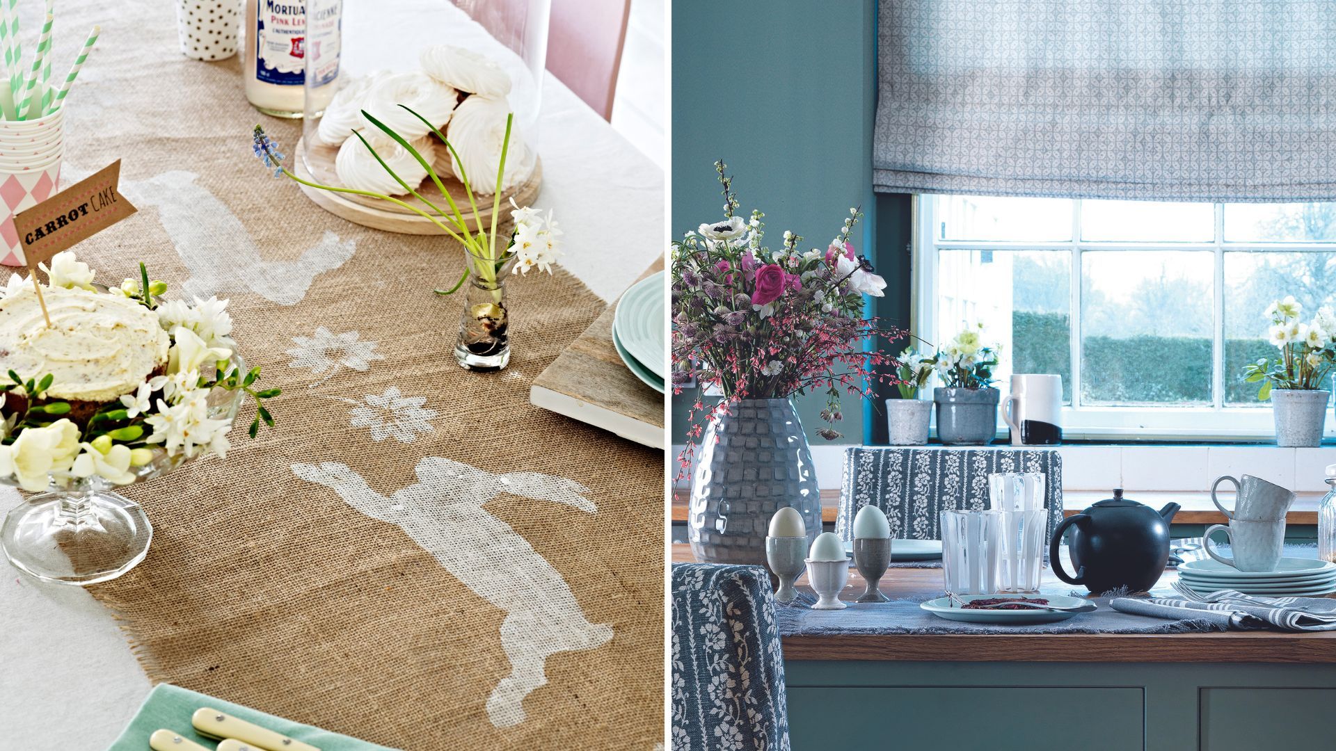 Easter table decorations showing seasonal table runners to add decoration