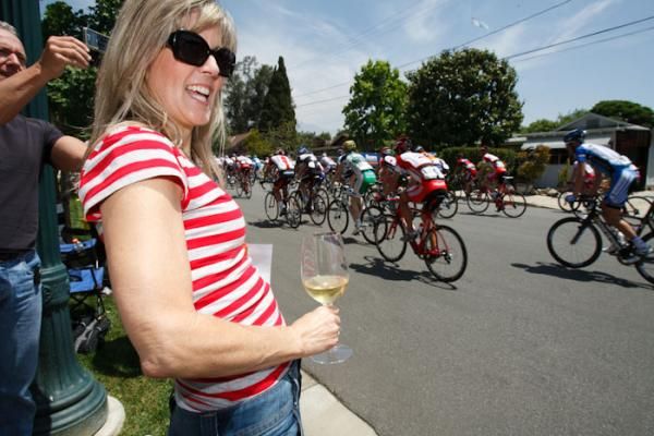 This is how the locals watch a bike race in Claremont.