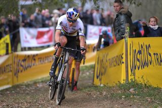 Wout Van Aert rides in the front at Koppenbergcross