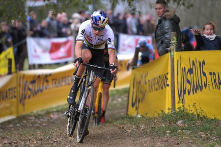 Wout Van Aert rides in the front at Koppenbergcross