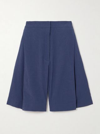 Bella pleated linen-blend shorts