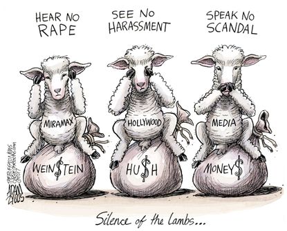 Editorial cartoon U.S. Harvey Weinstein silence of the lambs