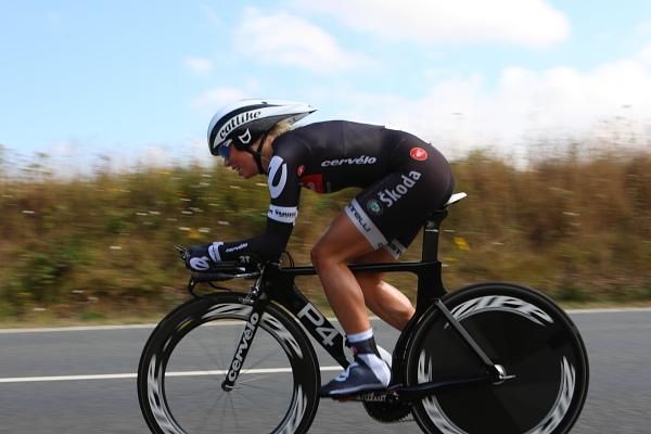 Charlotte Becker (Cervelo Test Team) under the blue skies.