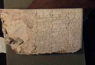 A cuneiform tablet that is part of the Iraqi artifacts to be forfeited by the arts and crafts chain Hobby Lobby.