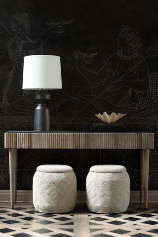 Black etched wall mural