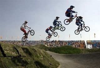 Sold out crowds watch riders get big air