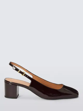 John Lewis Celeste Leather Block Heel Slingback Open Court Shoes