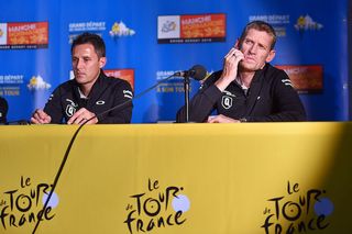 Dimension Data's Doug Ryder and Rolf Aldag at the 2016 Tour de France