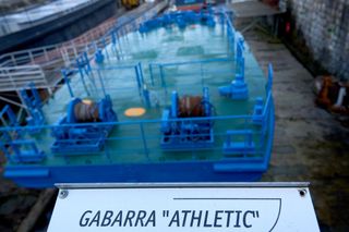 Athletic Club's famous Gabarra barge pictured in 2021.