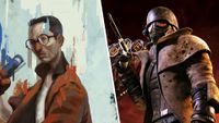 Kim Kitsuragi and a New Vegas ranger in a split image.