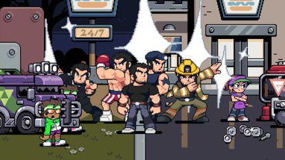 Lucas Lee is surrounded by adoring fans in Scott Pilgrim EX