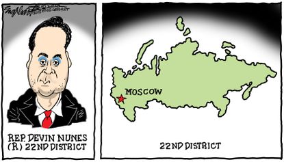 Political cartoon U.S. Devin Nunes memo Russia investigation