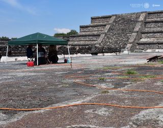 Researchers placed electrodes in the ground by the ancient temple so they could map the electrical current throughout the soil.