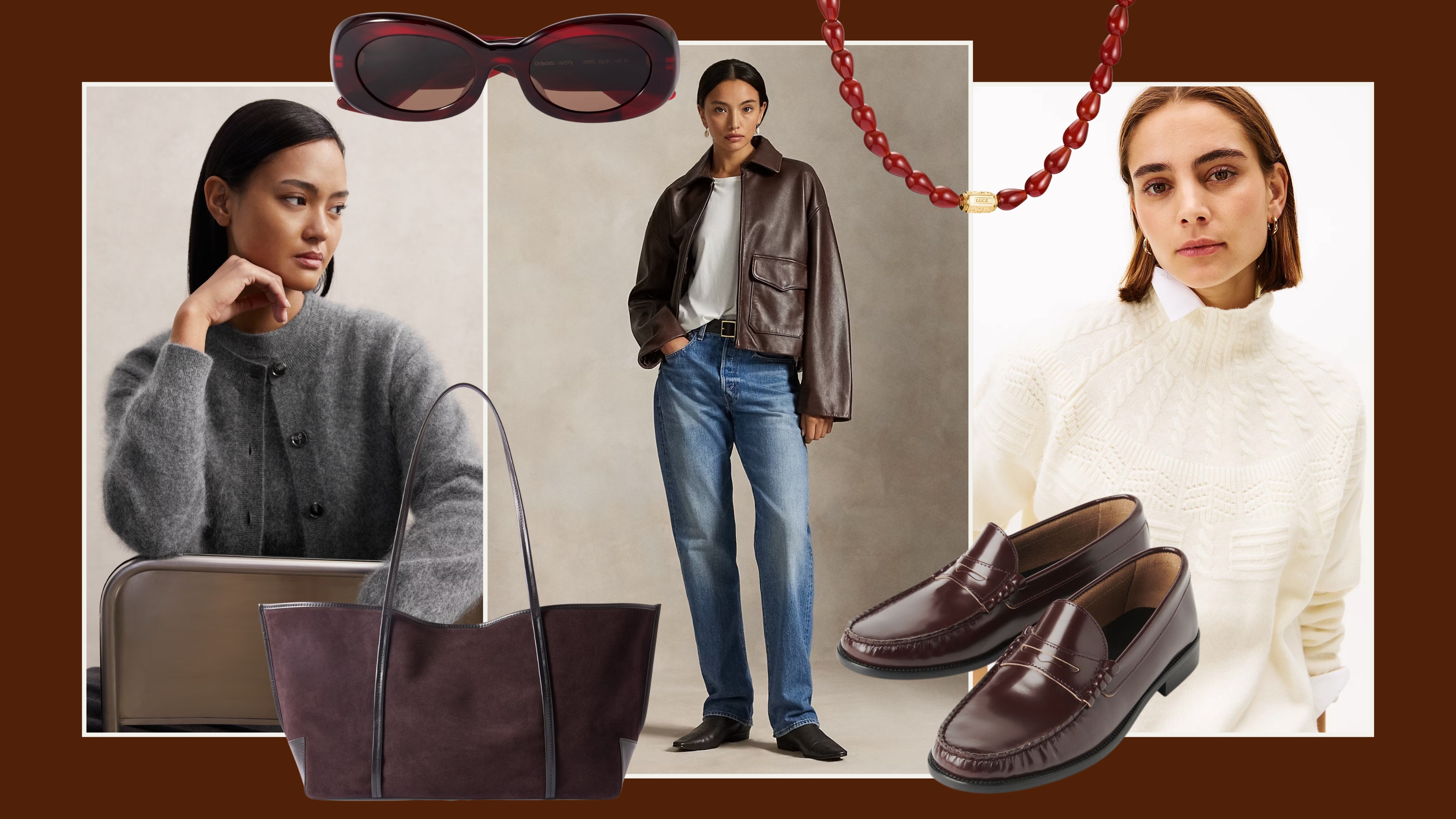 Looks and products from Reiss, Polo Ralph Lauren, Tommy Hilfiger, Oliver Peoples, Net-a-Porter, St Agni, Whistles, Thomas Sabo.