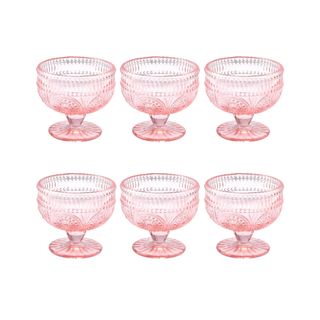 Pink vintage dessert glasses set of 6