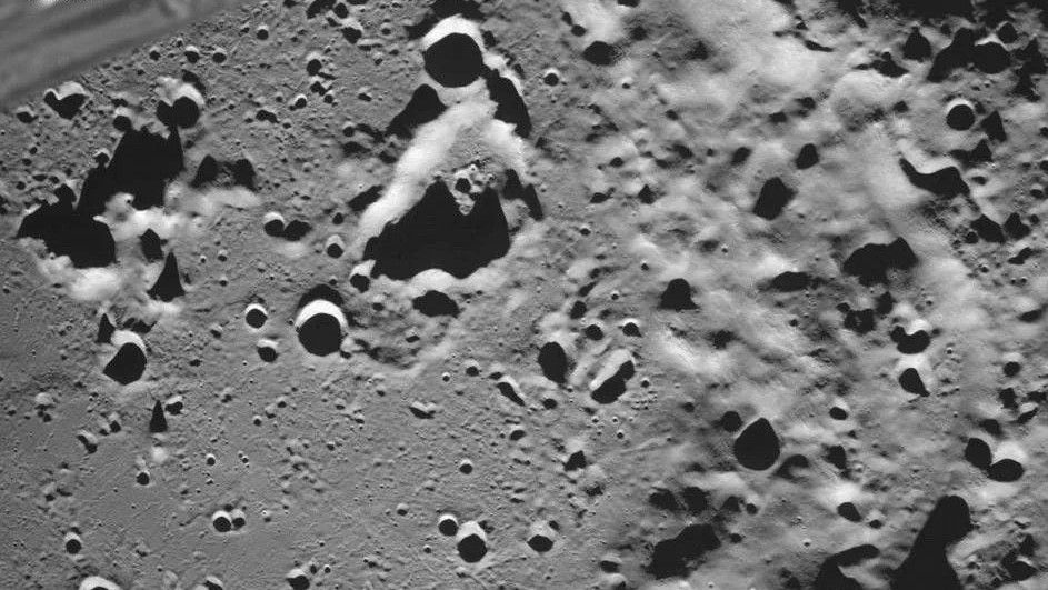 The first detailed photo of the moon&#039;s surface taken by Russia&#039;s Luna-25 spacecraft. The image, which the nation&#039;s space agency Roscosmos released on Aug. 17, 2023, was taken from orbit and shows a landscape on the moon&#039;s far side, near the south pole.