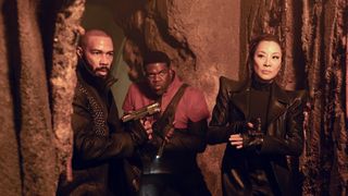 (L to R) Omari Hardwick as Alok, Sam Richardson as Quasi and Michelle Yeoh as Georgiou in Star Trek: Section 31