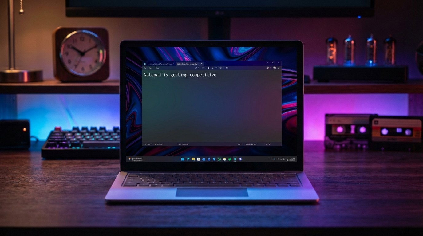Windows Notepad on a Surface Laptop