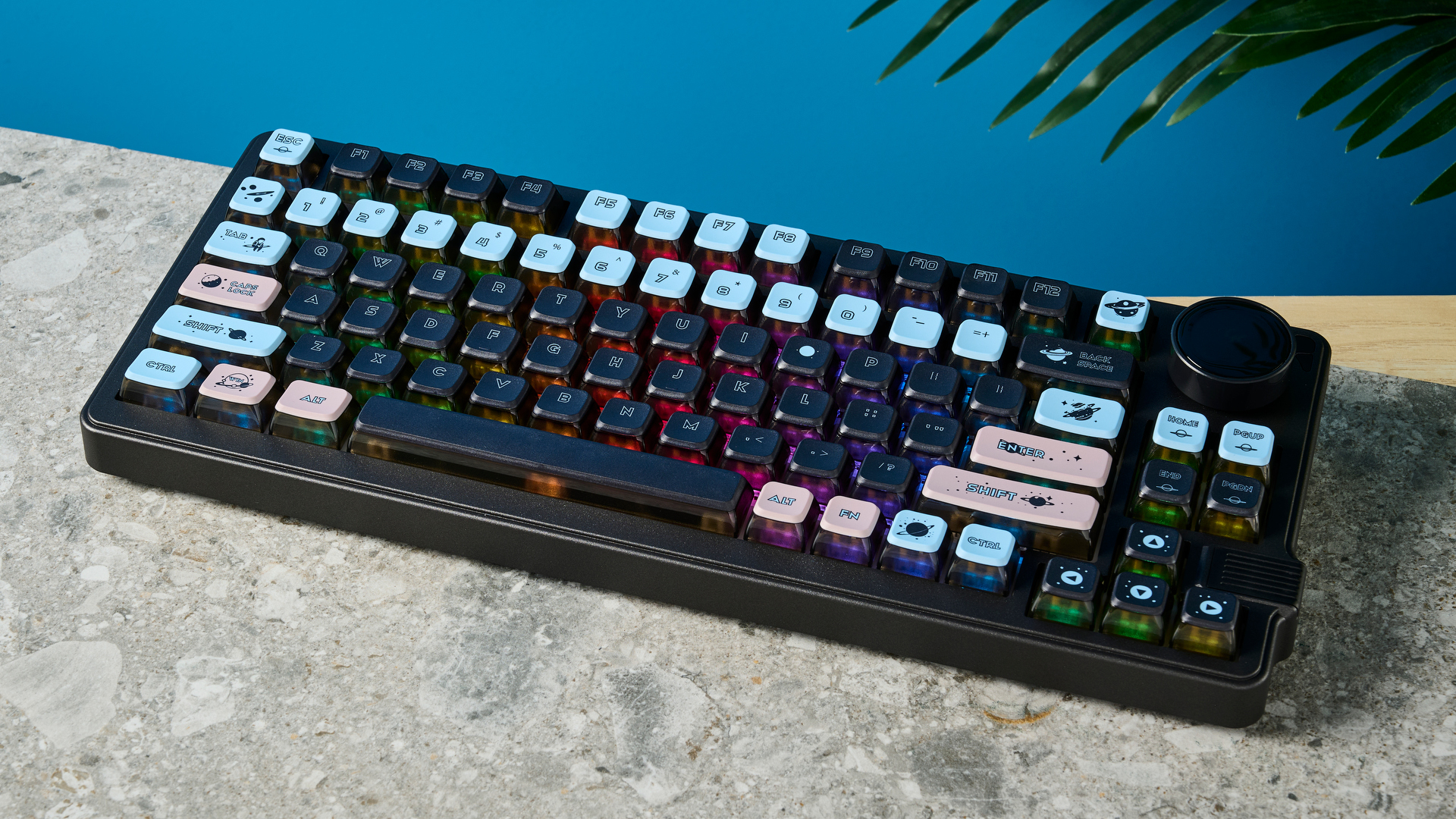 A space-themed Gamakay LK75 wireless mechanical keyboard